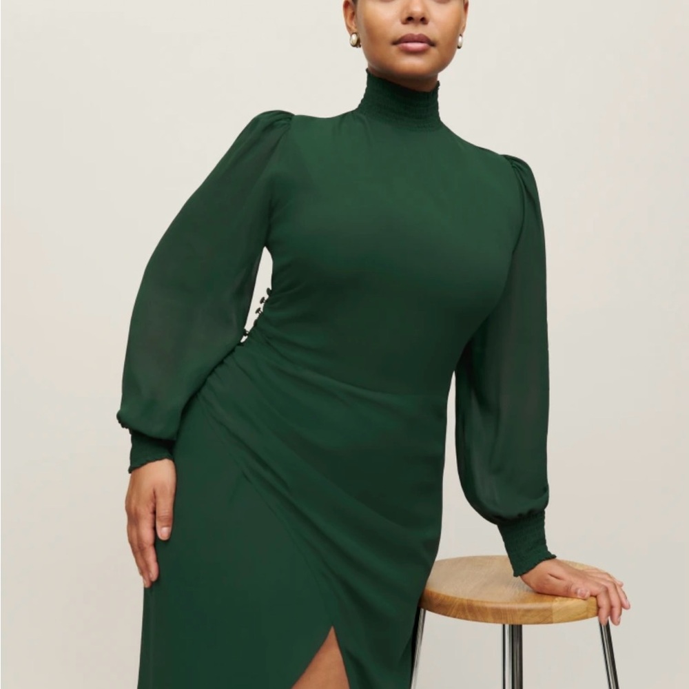REFORMATION AUDE DRESS - Forest Green SZ14